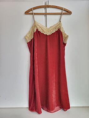 Aratta Silent Journey Velvet Slip Dress – Lace Trim Boho Romantic Whimsygoth M